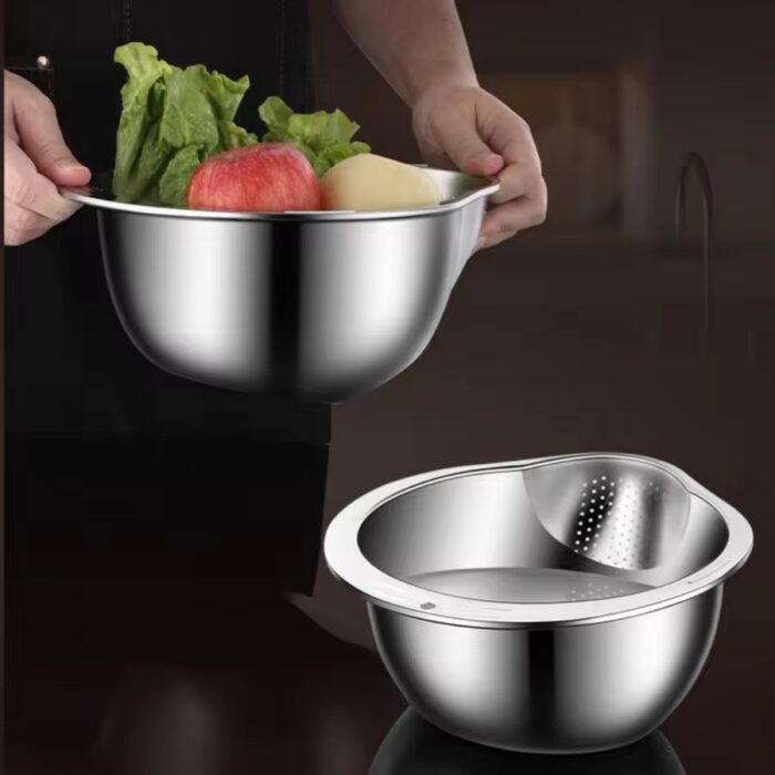Stainless Steel Multi-Functional Rinsing Bowl - Image 5
