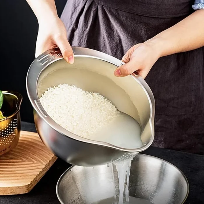 Stainless Steel Multi-Functional Rinsing Bowl