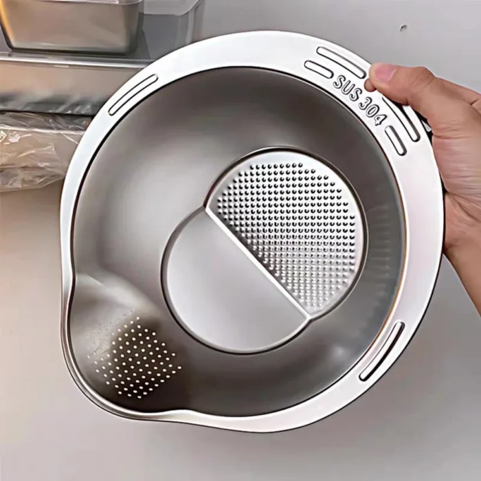 Stainless Steel Multi-Functional Rinsing Bowl - Image 2