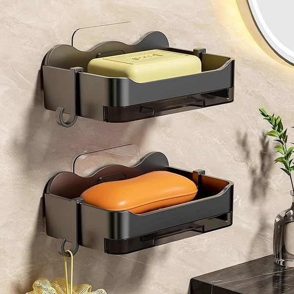 Wall-Mounted Double-Layer Soap Box with Drainage